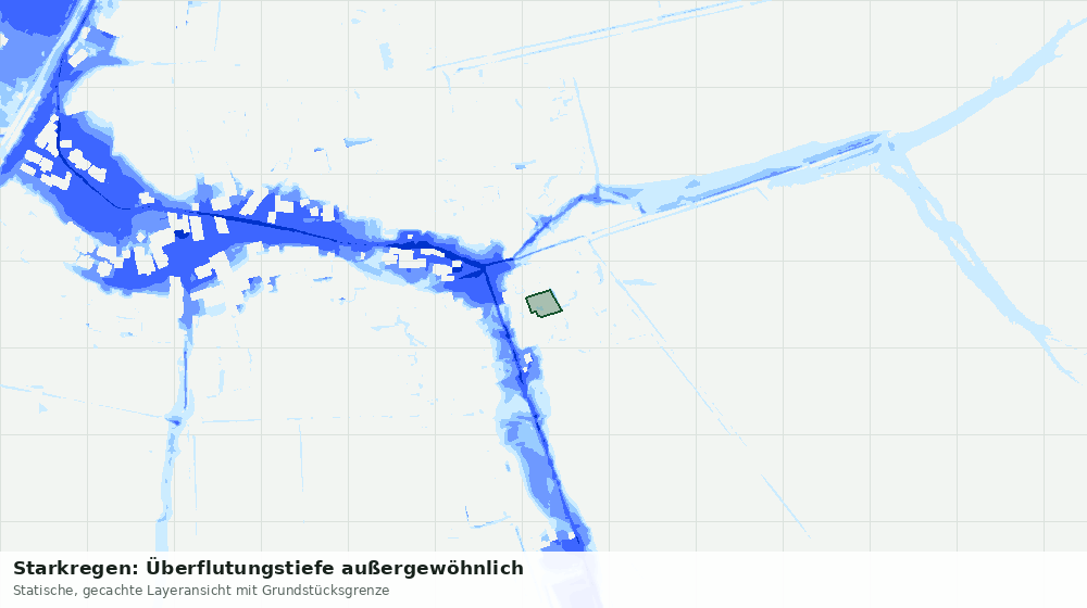 Statische Kartenansicht: Starkregen: Überflutungstiefe außergewöhnlich