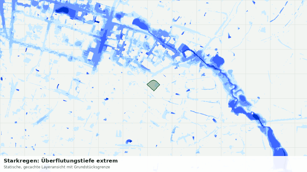 Statische Kartenansicht: Starkregen: Überflutungstiefe extrem
