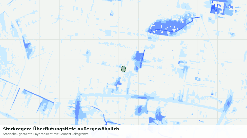 Statische Kartenansicht: Starkregen: Überflutungstiefe außergewöhnlich