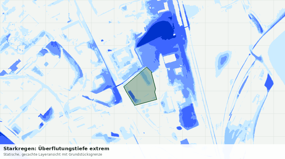 Statische Kartenansicht: Starkregen: Überflutungstiefe extrem