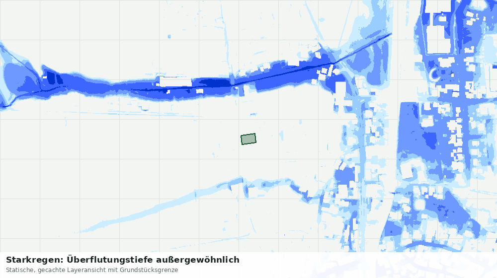 Statische Kartenansicht: Starkregen: Überflutungstiefe außergewöhnlich