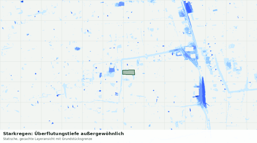 Statische Kartenansicht: Starkregen: Überflutungstiefe außergewöhnlich