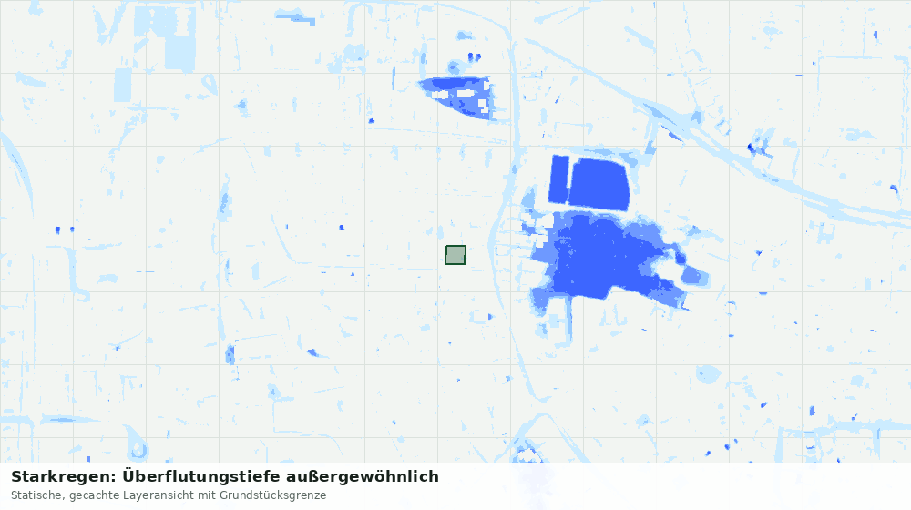 Statische Kartenansicht: Starkregen: Überflutungstiefe außergewöhnlich