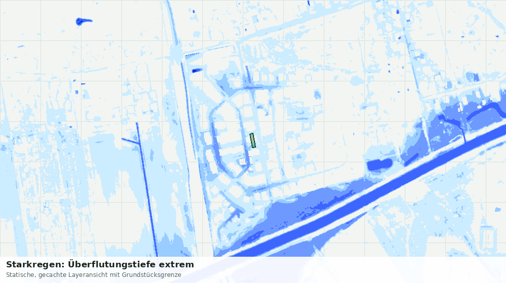 Statische Kartenansicht: Starkregen: Überflutungstiefe extrem