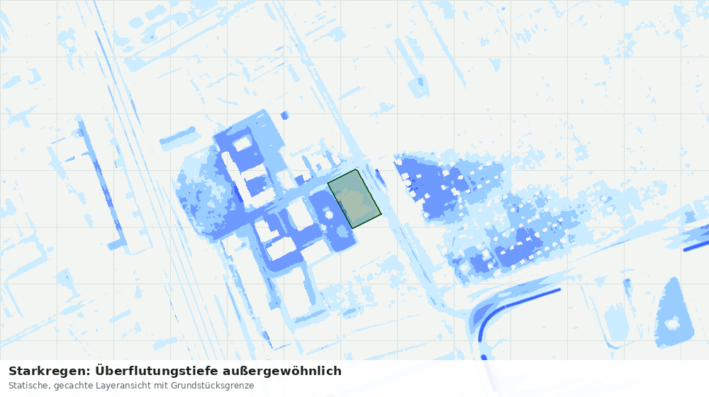 Statische Kartenansicht: Starkregen: Überflutungstiefe außergewöhnlich