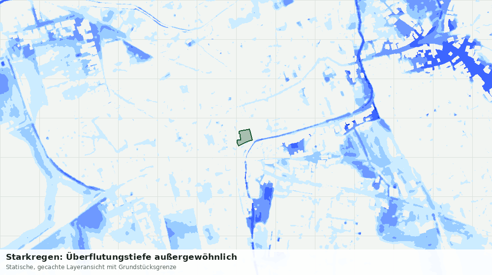 Statische Kartenansicht: Starkregen: Überflutungstiefe außergewöhnlich