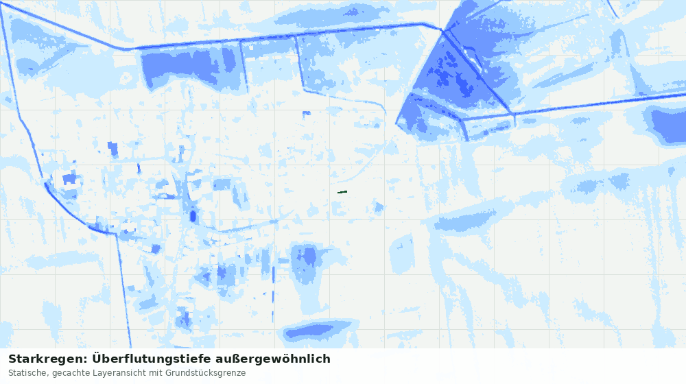 Statische Kartenansicht: Starkregen: Überflutungstiefe außergewöhnlich