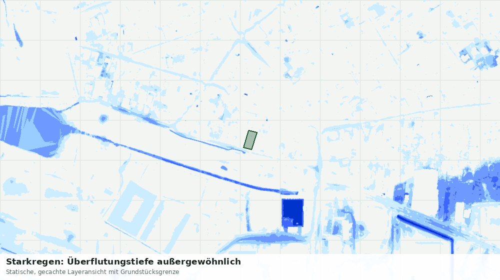 Statische Kartenansicht: Starkregen: Überflutungstiefe außergewöhnlich