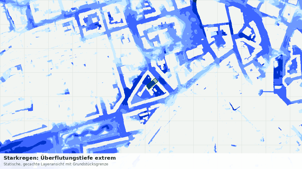 Statische Kartenansicht: Starkregen: Überflutungstiefe extrem