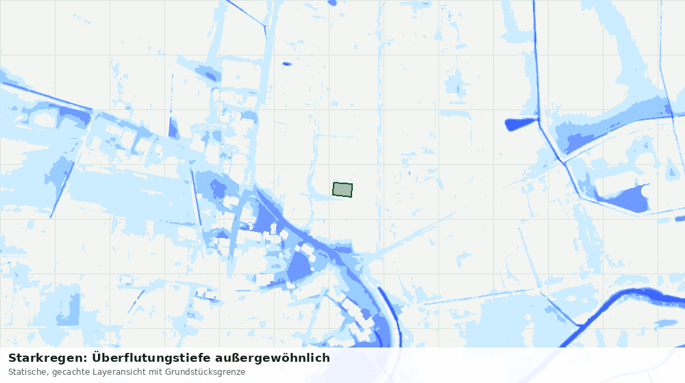 Statische Kartenansicht: Starkregen: Überflutungstiefe außergewöhnlich