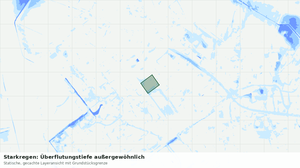 Statische Kartenansicht: Starkregen: Überflutungstiefe außergewöhnlich