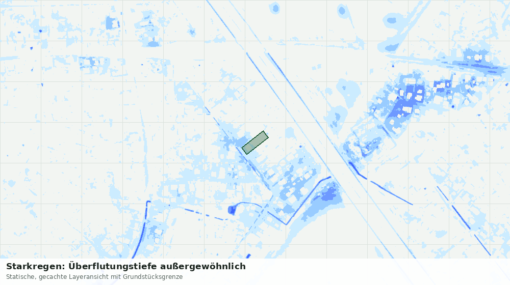 Statische Kartenansicht: Starkregen: Überflutungstiefe außergewöhnlich