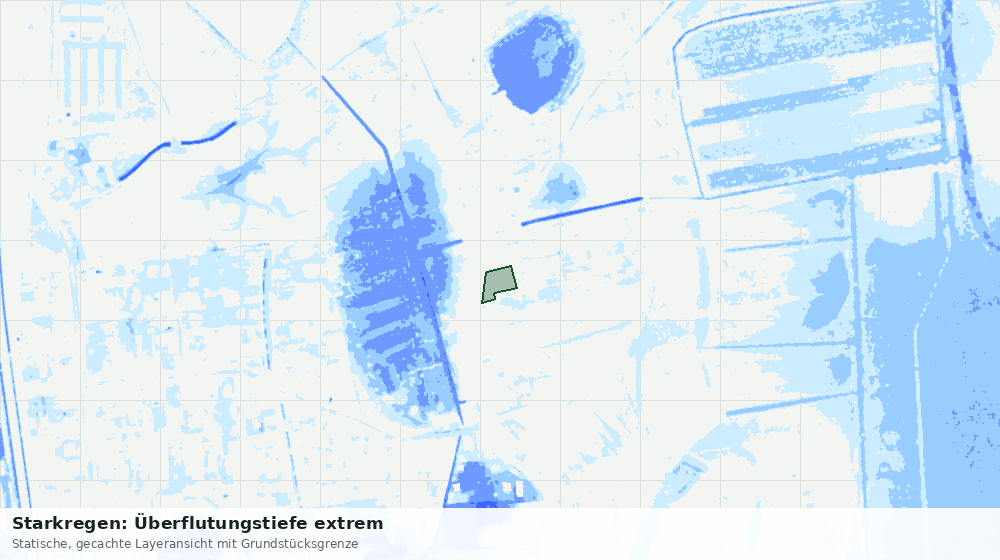 Statische Kartenansicht: Starkregen: Überflutungstiefe extrem