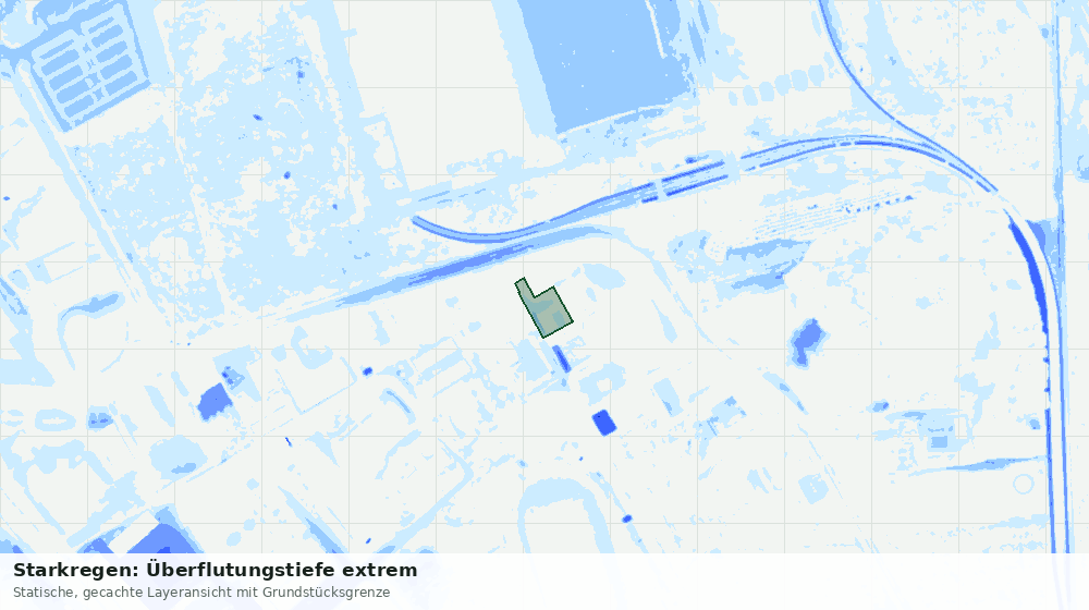 Statische Kartenansicht: Starkregen: Überflutungstiefe extrem