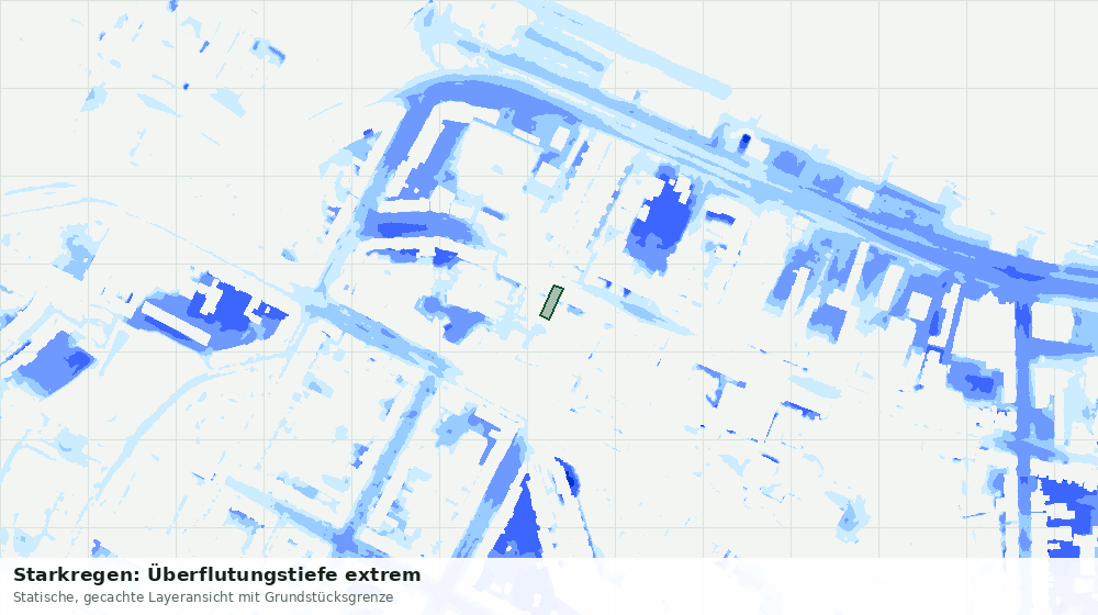 Statische Kartenansicht: Starkregen: Überflutungstiefe extrem