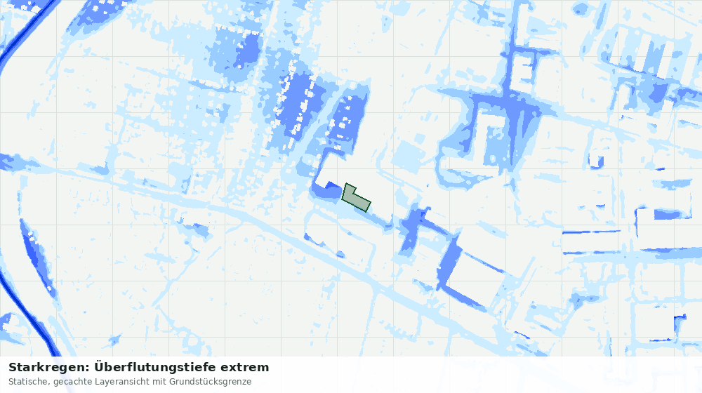 Statische Kartenansicht: Starkregen: Überflutungstiefe extrem