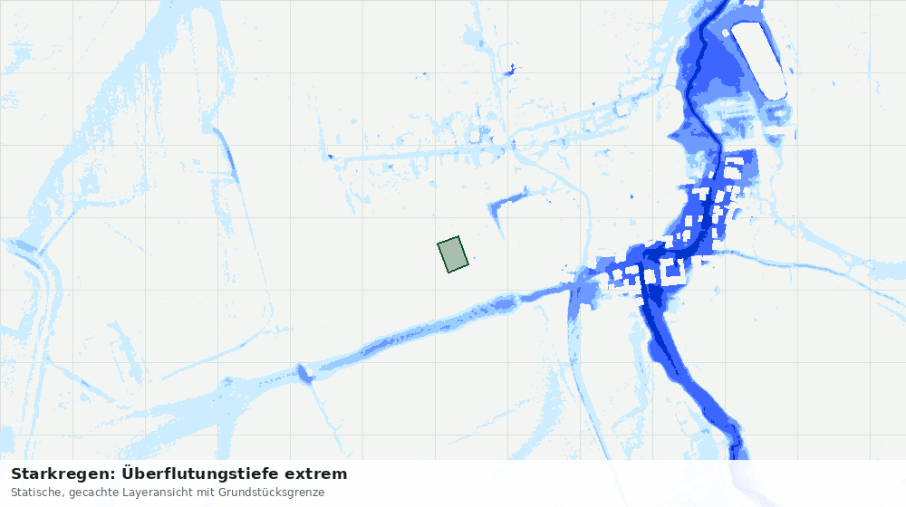 Statische Kartenansicht: Starkregen: Überflutungstiefe extrem