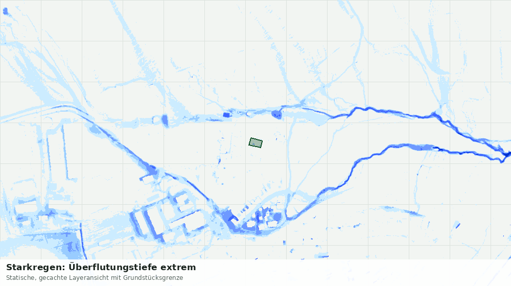 Statische Kartenansicht: Starkregen: Überflutungstiefe extrem