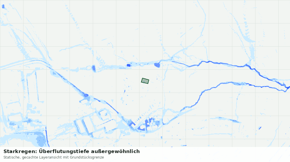 Statische Kartenansicht: Starkregen: Überflutungstiefe außergewöhnlich