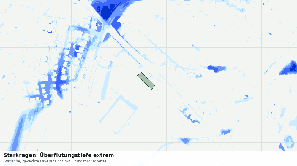 Statische Kartenansicht: Starkregen: Überflutungstiefe extrem