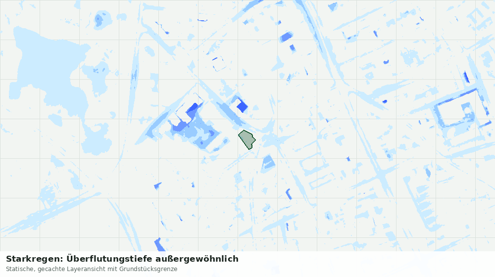 Statische Kartenansicht: Starkregen: Überflutungstiefe außergewöhnlich