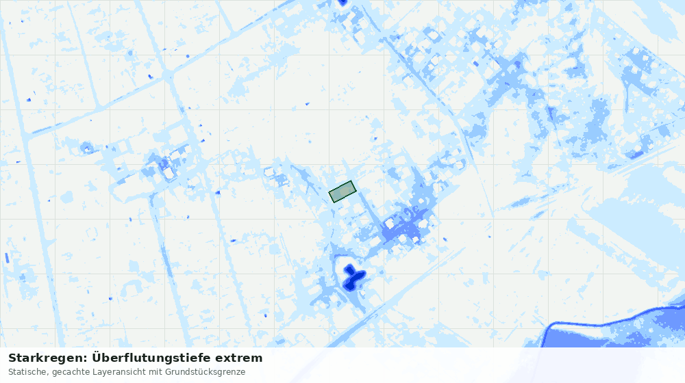 Statische Kartenansicht: Starkregen: Überflutungstiefe extrem