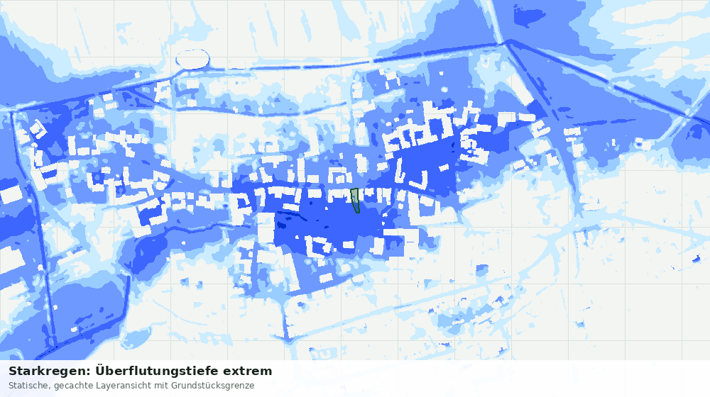 Statische Kartenansicht: Starkregen: Überflutungstiefe extrem