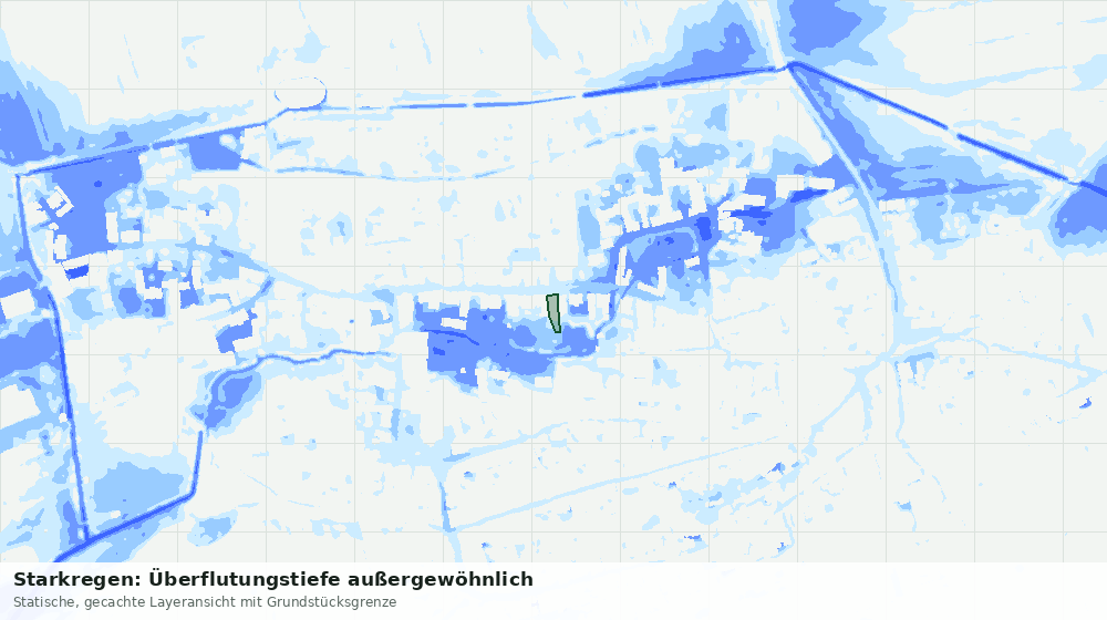 Statische Kartenansicht: Starkregen: Überflutungstiefe außergewöhnlich