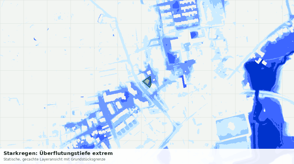 Statische Kartenansicht: Starkregen: Überflutungstiefe extrem