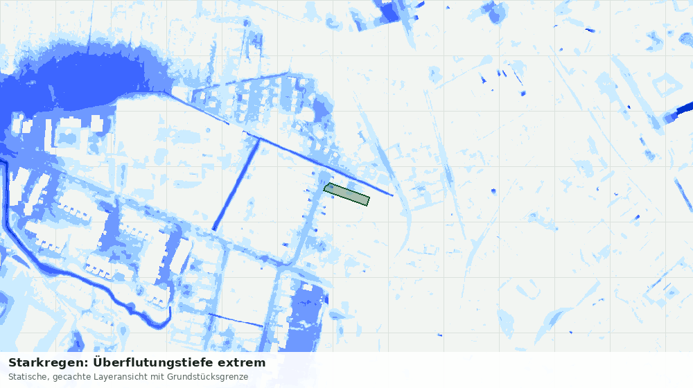 Statische Kartenansicht: Starkregen: Überflutungstiefe extrem