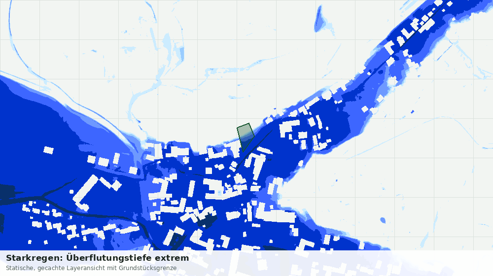 Statische Kartenansicht: Starkregen: Überflutungstiefe extrem