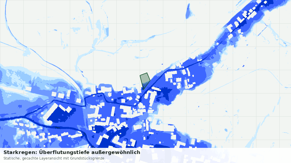Statische Kartenansicht: Starkregen: Überflutungstiefe außergewöhnlich