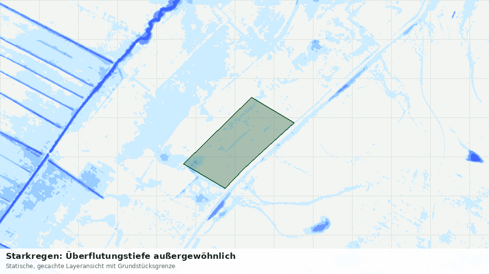 Statische Kartenansicht: Starkregen: Überflutungstiefe außergewöhnlich