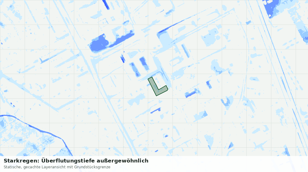 Statische Kartenansicht: Starkregen: Überflutungstiefe außergewöhnlich
