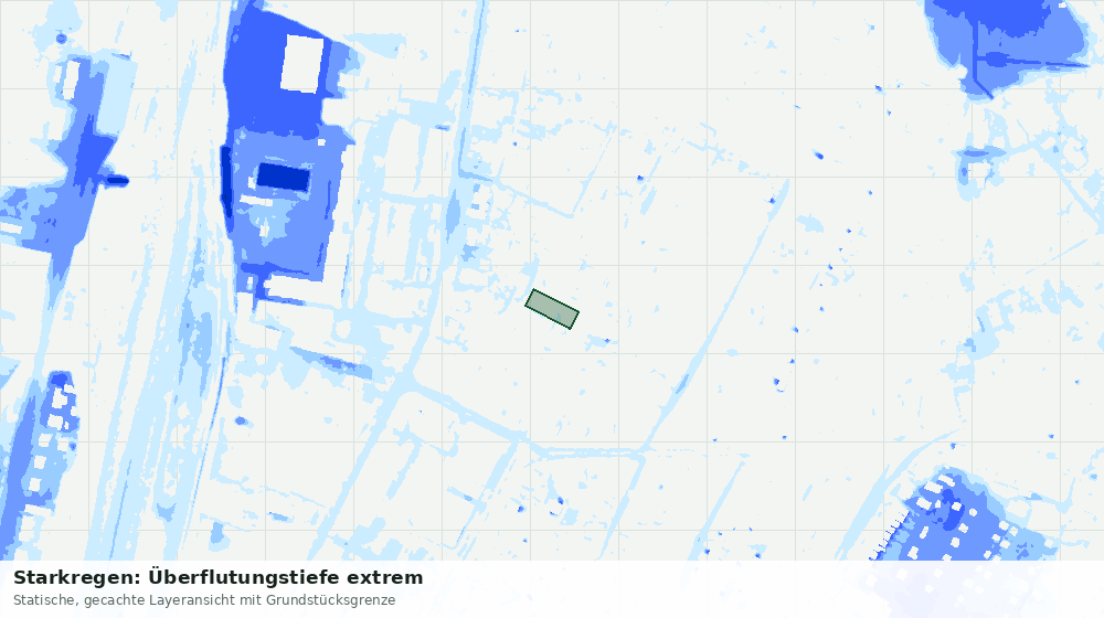 Statische Kartenansicht: Starkregen: Überflutungstiefe extrem