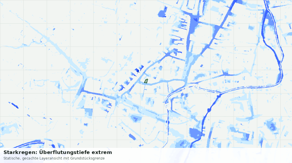 Statische Kartenansicht: Starkregen: Überflutungstiefe extrem