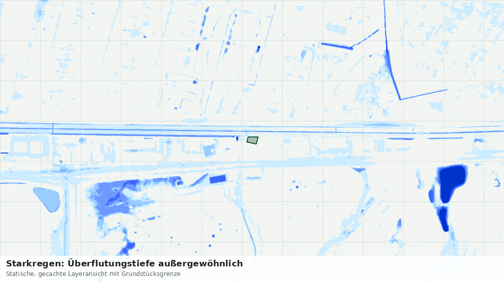 Statische Kartenansicht: Starkregen: Überflutungstiefe außergewöhnlich