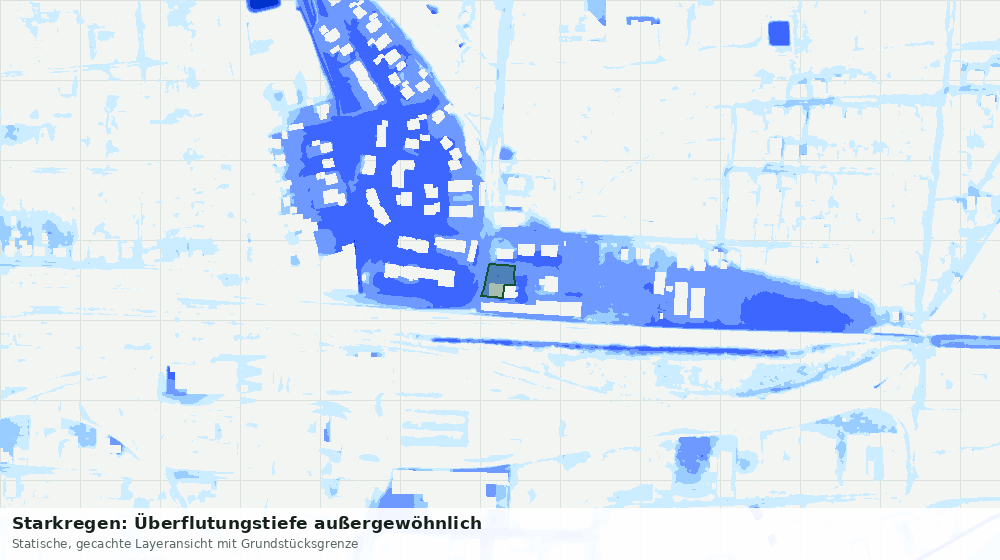 Statische Kartenansicht: Starkregen: Überflutungstiefe außergewöhnlich