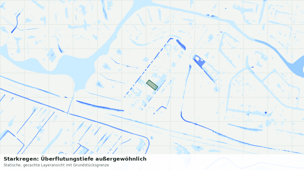 Statische Kartenansicht: Starkregen: Überflutungstiefe außergewöhnlich
