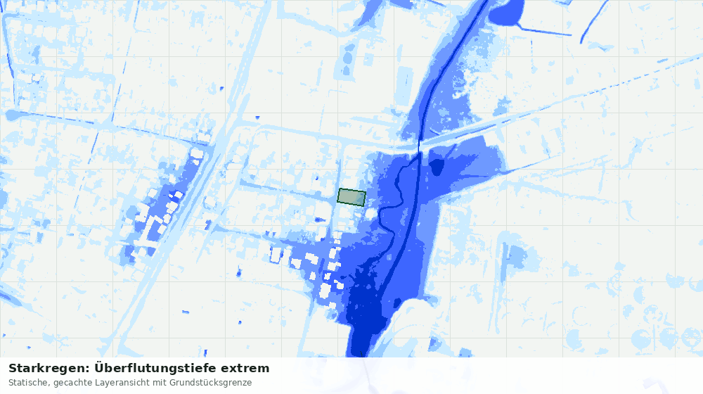 Statische Kartenansicht: Starkregen: Überflutungstiefe extrem