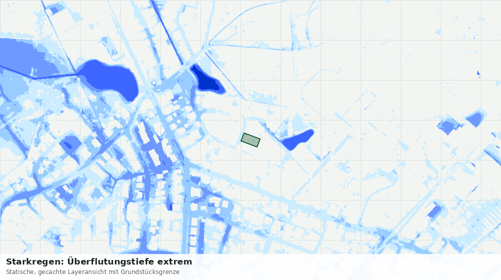 Statische Kartenansicht: Starkregen: Überflutungstiefe extrem