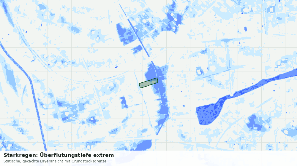 Statische Kartenansicht: Starkregen: Überflutungstiefe extrem