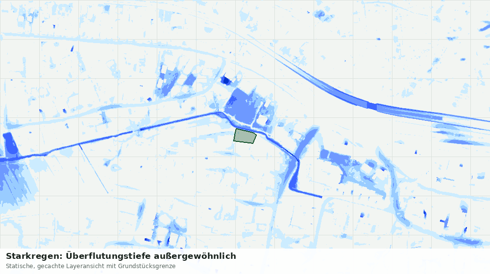 Statische Kartenansicht: Starkregen: Überflutungstiefe außergewöhnlich