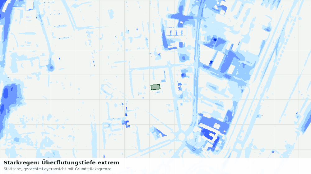Statische Kartenansicht: Starkregen: Überflutungstiefe extrem