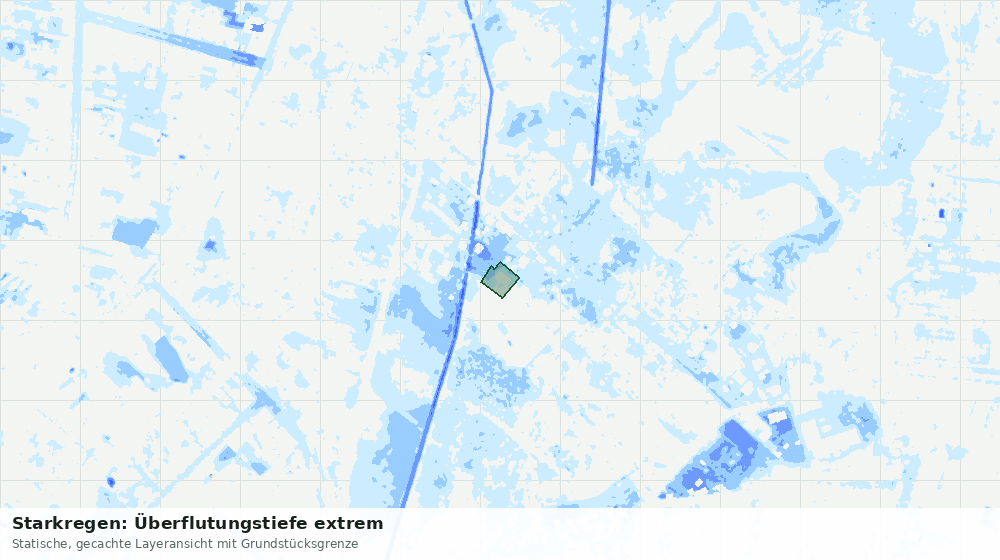 Statische Kartenansicht: Starkregen: Überflutungstiefe extrem