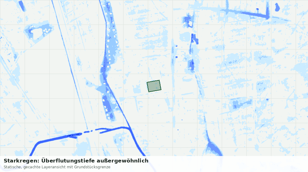 Statische Kartenansicht: Starkregen: Überflutungstiefe außergewöhnlich