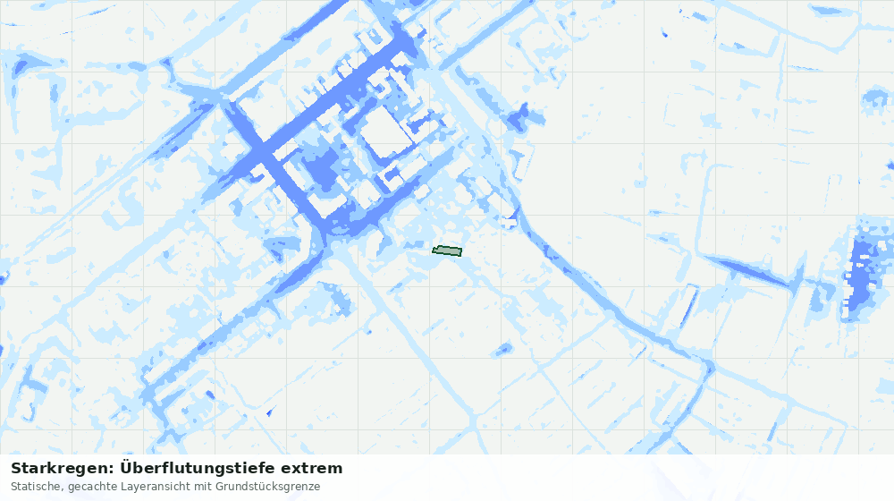 Statische Kartenansicht: Starkregen: Überflutungstiefe extrem