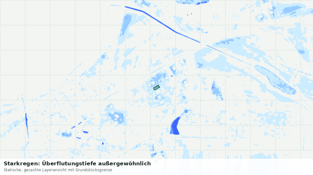 Statische Kartenansicht: Starkregen: Überflutungstiefe außergewöhnlich