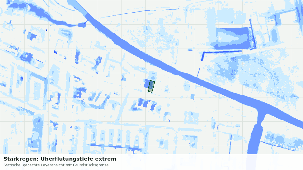 Statische Kartenansicht: Starkregen: Überflutungstiefe extrem