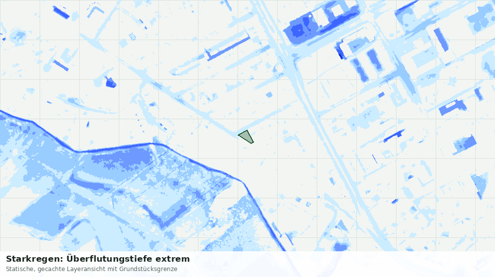 Statische Kartenansicht: Starkregen: Überflutungstiefe extrem